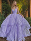 A Line V Neck Sweep Train Prom Dresses