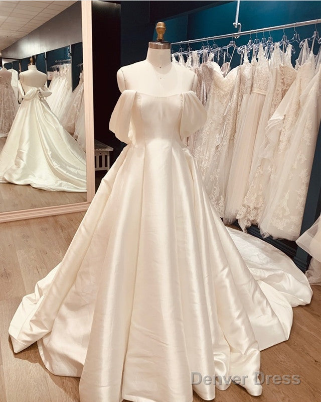 A-Line /Princess Wedding Dress Satin Off Shoulder Main image