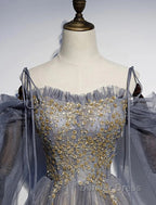 A-Line Prom Dresses Dresses Wedding Floor Length Strap Tulle With Sequin Embroidery