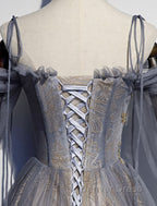 A-Line Prom Dresses Dresses Wedding Floor Length Strap Tulle With Sequin Embroidery