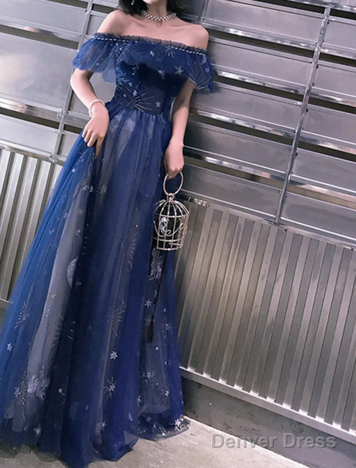 A Line Prom Dress Elegant Dress Wedding Guest Prom Wear Floor Length Short Sleeve Off Shoulder Tulle With Embroidery Tiered Dresses To Impress Secondary image