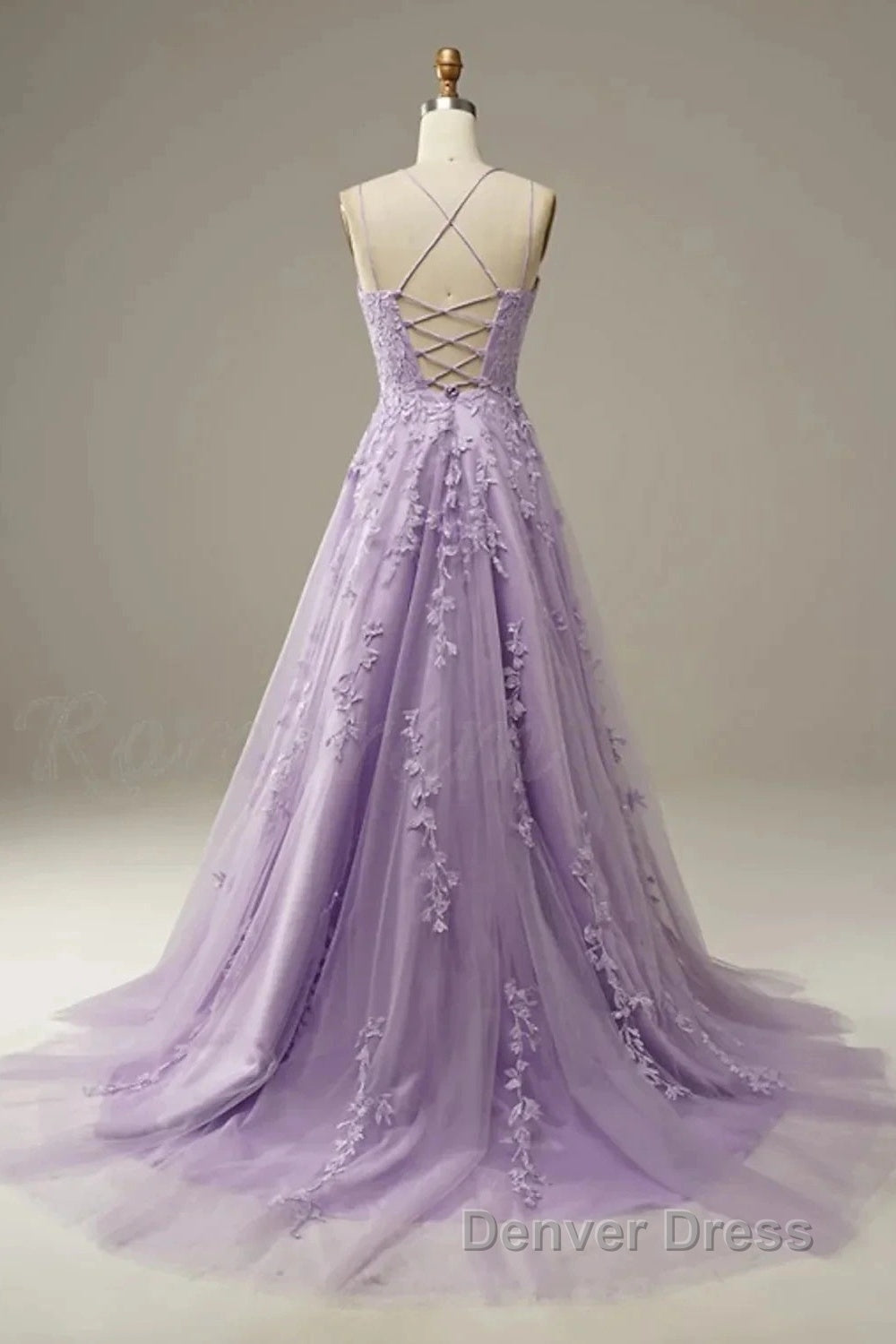 A-Line Prom Dresses Floral Dresses Formal Sleeveless Strap Tulle With Appliques Secondary image