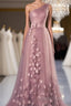 A Line Prom Dress Floral Dresses Wedding Guest Prom Floor Length Sleeveless One Shoulder Tulle With Appliques