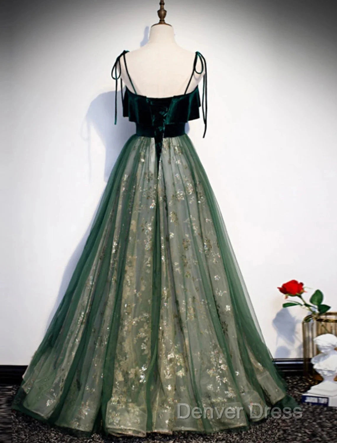 A-Line Prom Dresses Glittering Dresses Wedding Guest Engagement Floor Length Sleeveless Spaghetti Strap Organza With Sequin