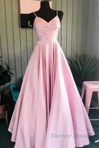 A-Line Prom Dresses Minimalist Dresses Formal Wedding Guest Floor Length Sleeveless V Neck Bridesmaid Dresses Stretch Satin Backless
