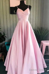 A-Line Prom Dresses Minimalist Dress Formal Wedding Guest Floor Length Sleeveless V Neck Bridesmaid Dress Stretch Satin Backless
