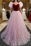 A-Line Prom Dresses Princess Dresses Prom Floor Length Short Sleeve Sweetheart Tulle With Sequin