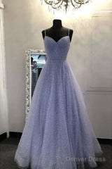 A-Line Prom Dresses Sparkle & Shine Dress Party Dress Birthday Floor Length Sleeveless Spaghetti Strap Tulle With Glitter Crystals