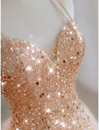 A-Line Prom Dresses Sparkle & Shine Dresses Sweet 16 Birthday Floor Length Sleeveless Sweetheart Tulle With Sequin