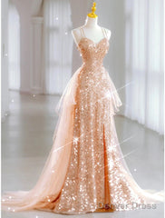 A-Line Prom Dresses Sparkle & Shine Dress Sweet 16 Birthday Floor Length Sleeveless Sweetheart Tulle With Sequin