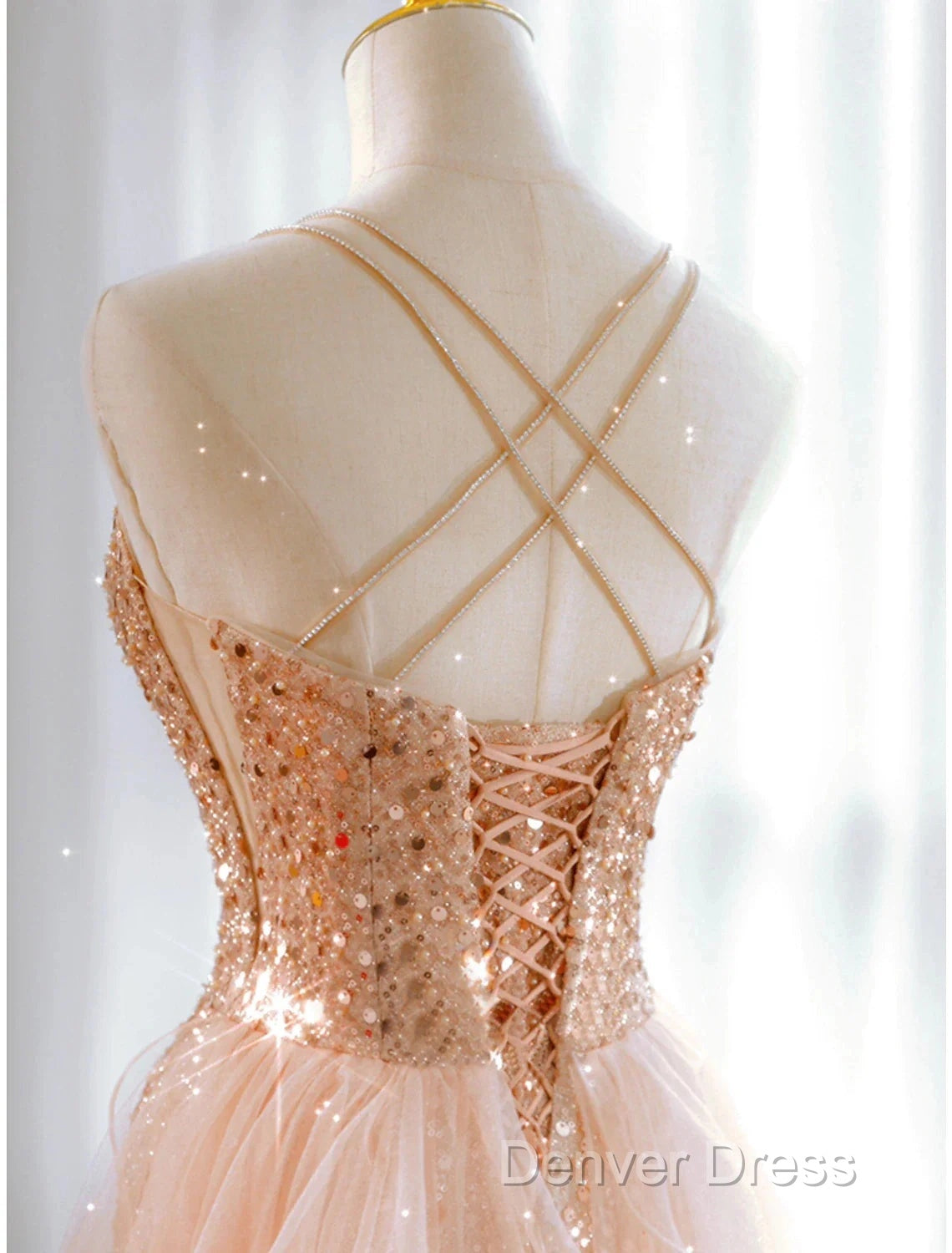 A Line Prom Dress Sparkle & Shine Dresses Wedding Guest Sweet 16 Floor Length Sleeveless Sweetheart Tulle With Sequin