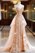 A-Line Prom Dresses Sparkle & Shine Dresses Wedding Guest Sweet 16 Floor Length Sleeveless Sweetheart Tulle With Sequin