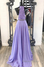 A Line Purple Lace Long Prom Dress with Belt, Purple Lace Prom Dress, Purple Prom Dress, Bridesmaid Dresses