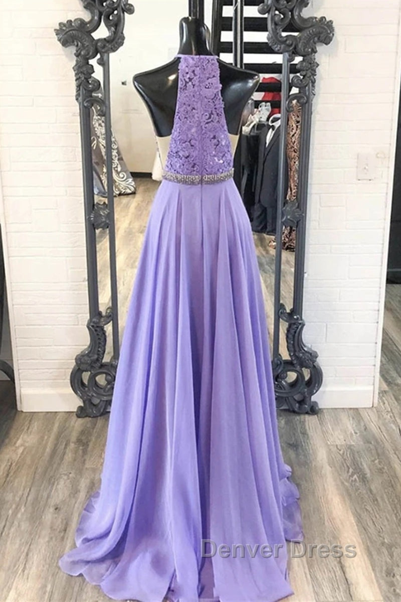 A Line Purple Lace Long Prom Dress with Belt, Purple Lace Prom Dress, Purple Prom Dress, Bridesmaid Dresses