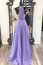 A Line Purple Lace Long Prom Dress with Belt, Purple Lace Prom Dress, Purple Prom Dress, Bridesmaid Dresses