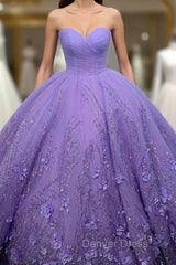 A Line Purple Lace Sweetheart With Corset Back Quinceanera Dresses