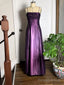 A Line Purple Satin And Tulle Straps Long Prom Dress, Purple Floor Length Prom Dresses