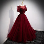 A Line Red Long Prom Dresses