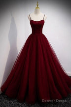 A Line Red Long Prom Dresses