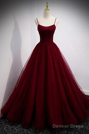A Line Red Long Prom Dresses