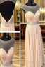 A Line Round Neck Floor Length Prom Dresses, Long Pink Formal/Bridesmaid Dresses