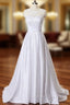 A Line Satin Backless Wedding Dresses
