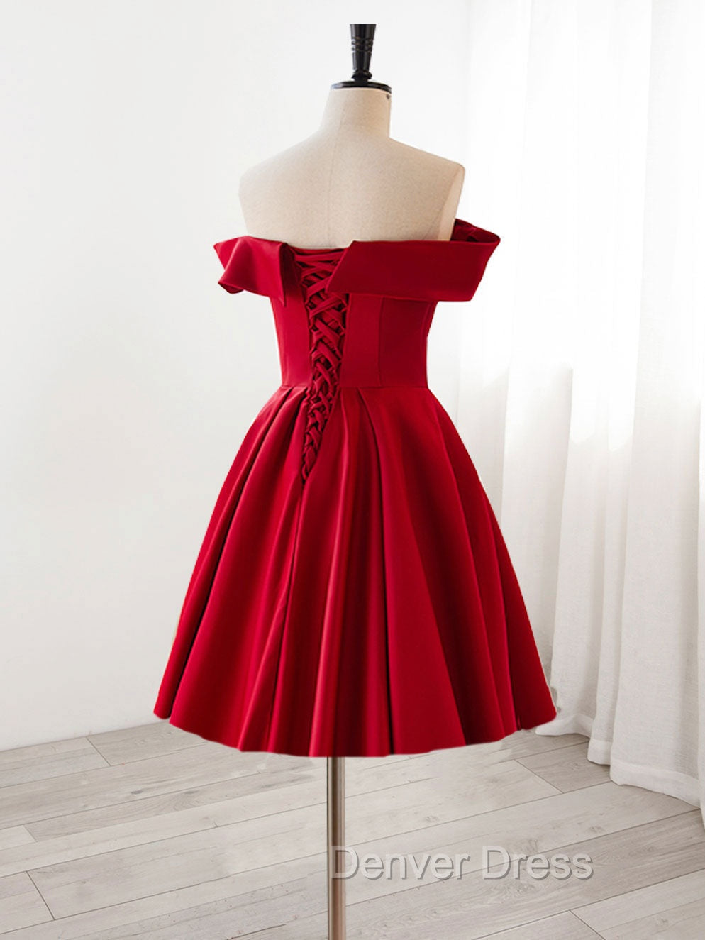 A Line Satin Burgundy Short Prom Dress, Burgundy Homecoming Dresses with Beading