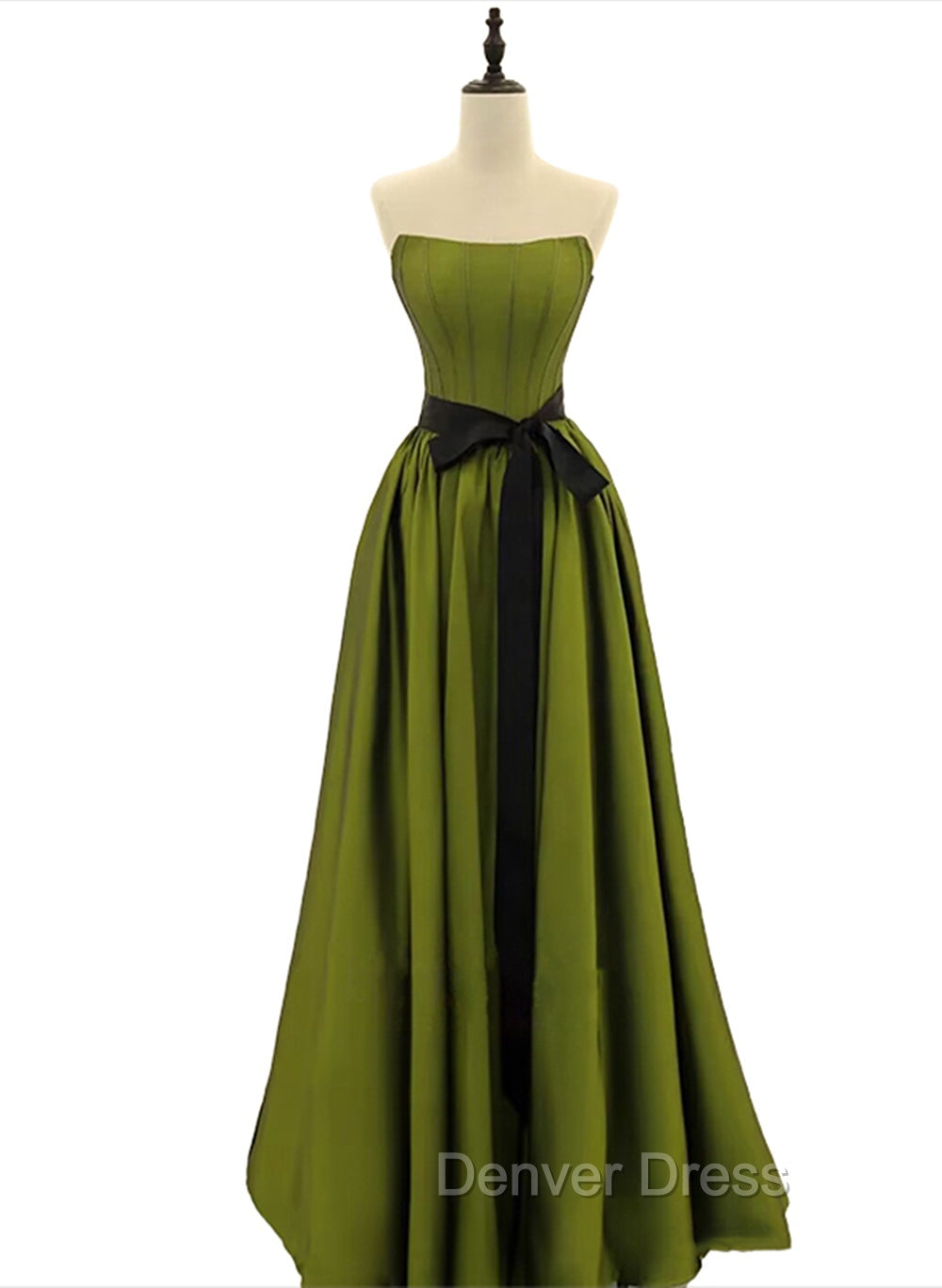 A-line Satin Green Long Party Dresses Formal Dresses, Green Long Evening Dresses Prom Dresses Secondary image