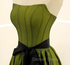 A-line Satin Green Long Party Dresses Formal Dresses, Green Long Evening Dresses Prom Dresses