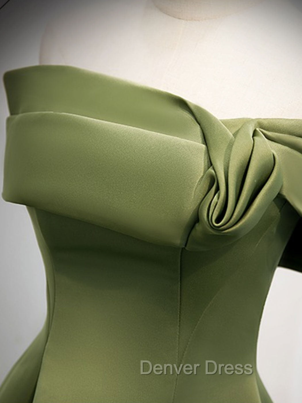 A Line Satin Green Long Prom Dress, Green Prom Dresses