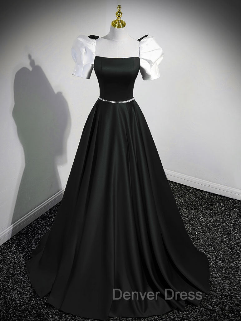A Line Satin Green Long Prom Dress, Green A Line Prom Dresses