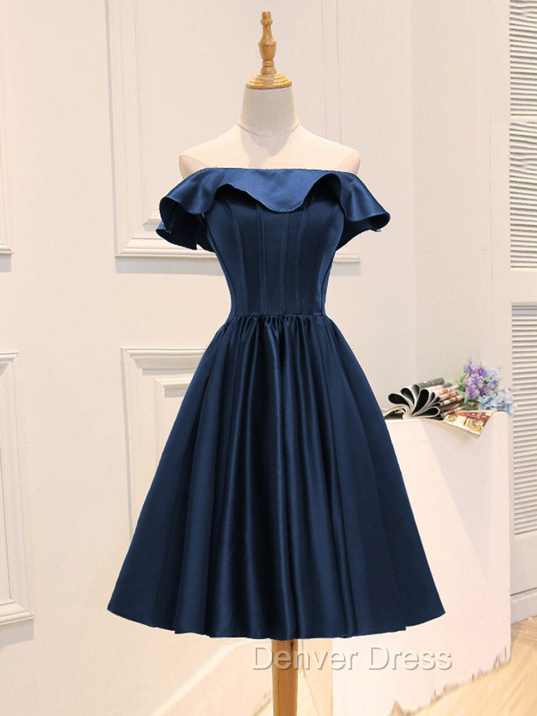 A Line Satin Green Short Prom Dress, Green Homecoming Dresses