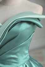 A-Line Satin Off-The-Shoulder Long Prom Dresses Wedding Dresses