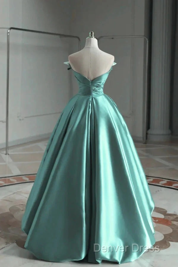 A Line Satin Off The Shoulder Long Prom Dress Wedding Dresses