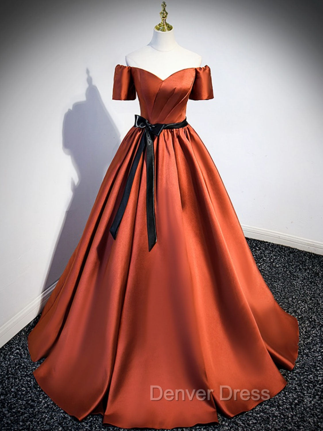 A Line Satin Orange Long Prom Dress, Orange Prom Bridesmaid Dresses Main image