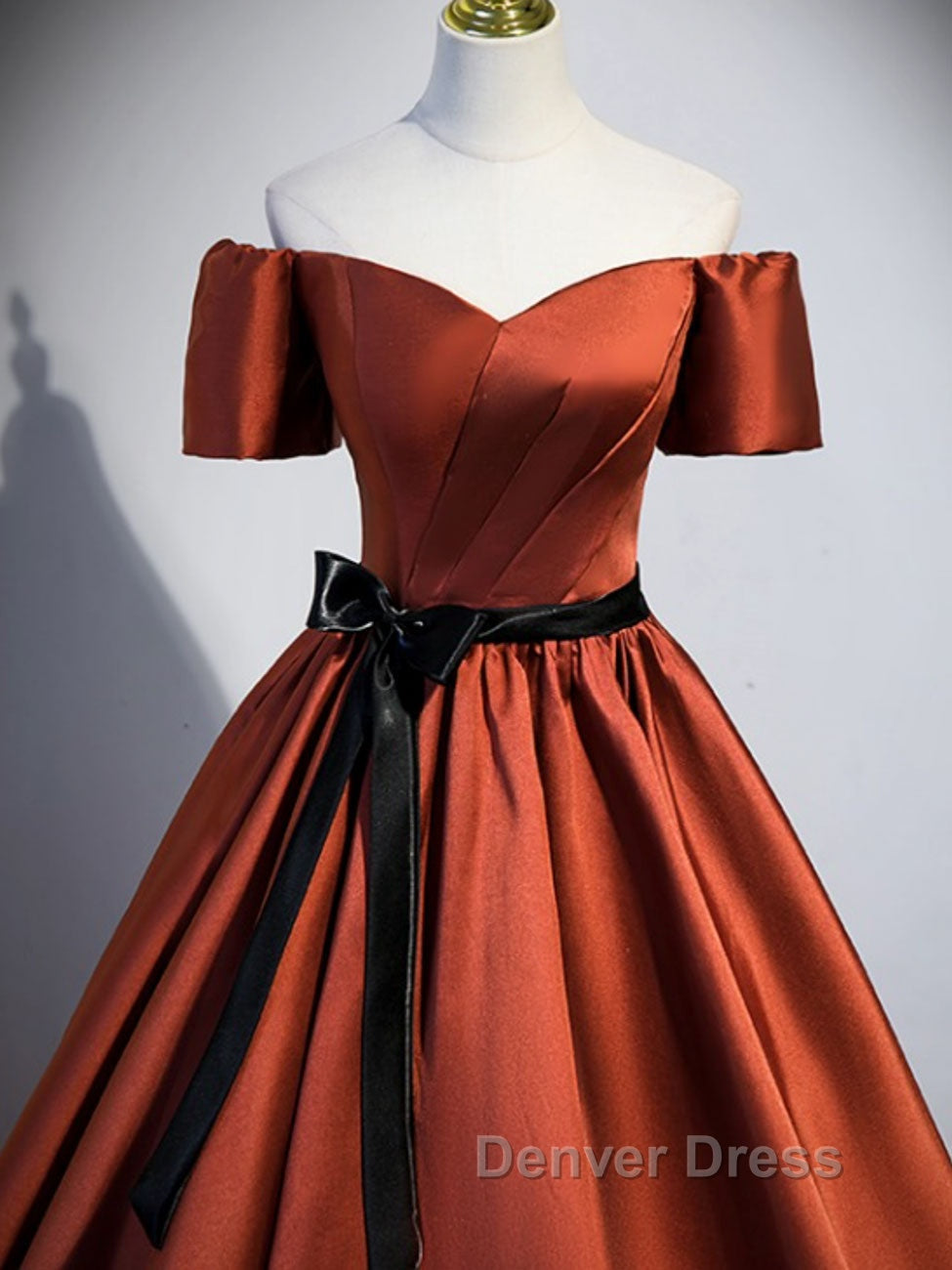 A Line Satin Orange Long Prom Dress, Orange Prom Dresses