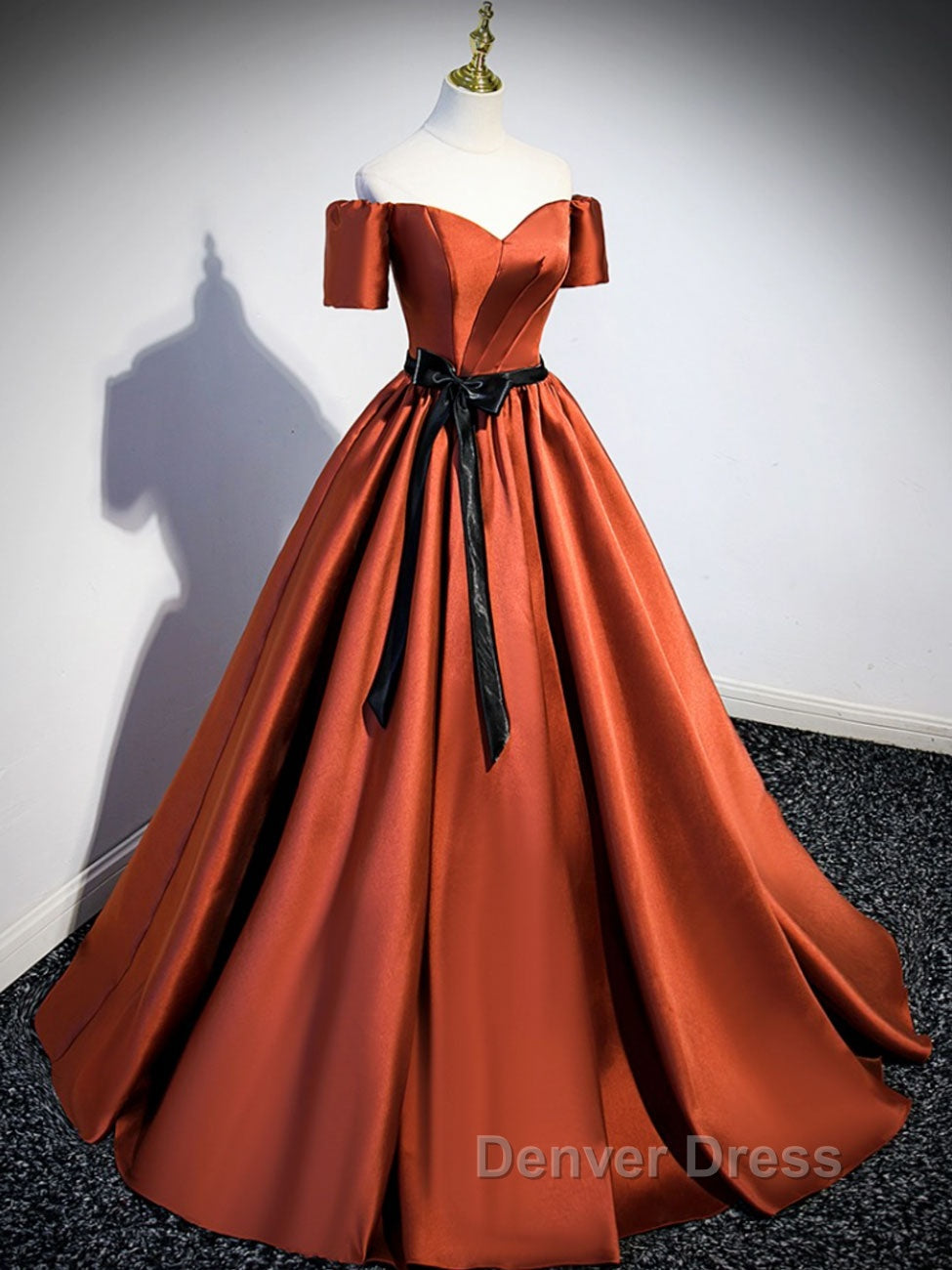 A Line Satin Orange Long Prom Dress, Orange Prom Dresses