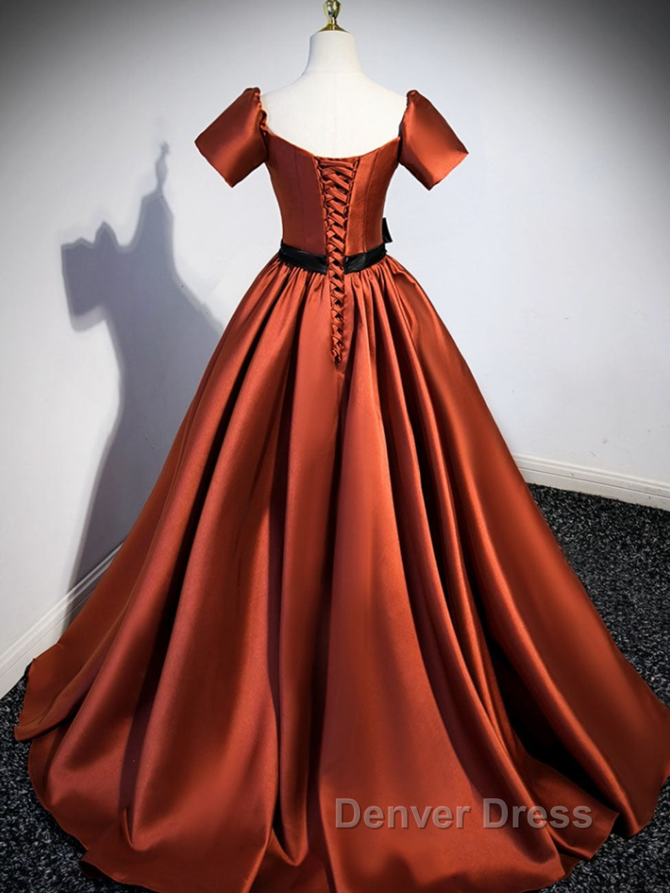 A Line Satin Orange Long Prom Dress, Orange Prom Dresses