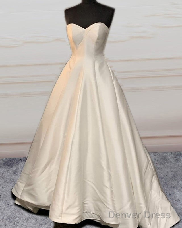 A Line Satin Sleeveless Wedding Dress Main image