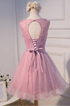 A Line Scoop Neck Short Tulle Homecoming Dresses With Beading