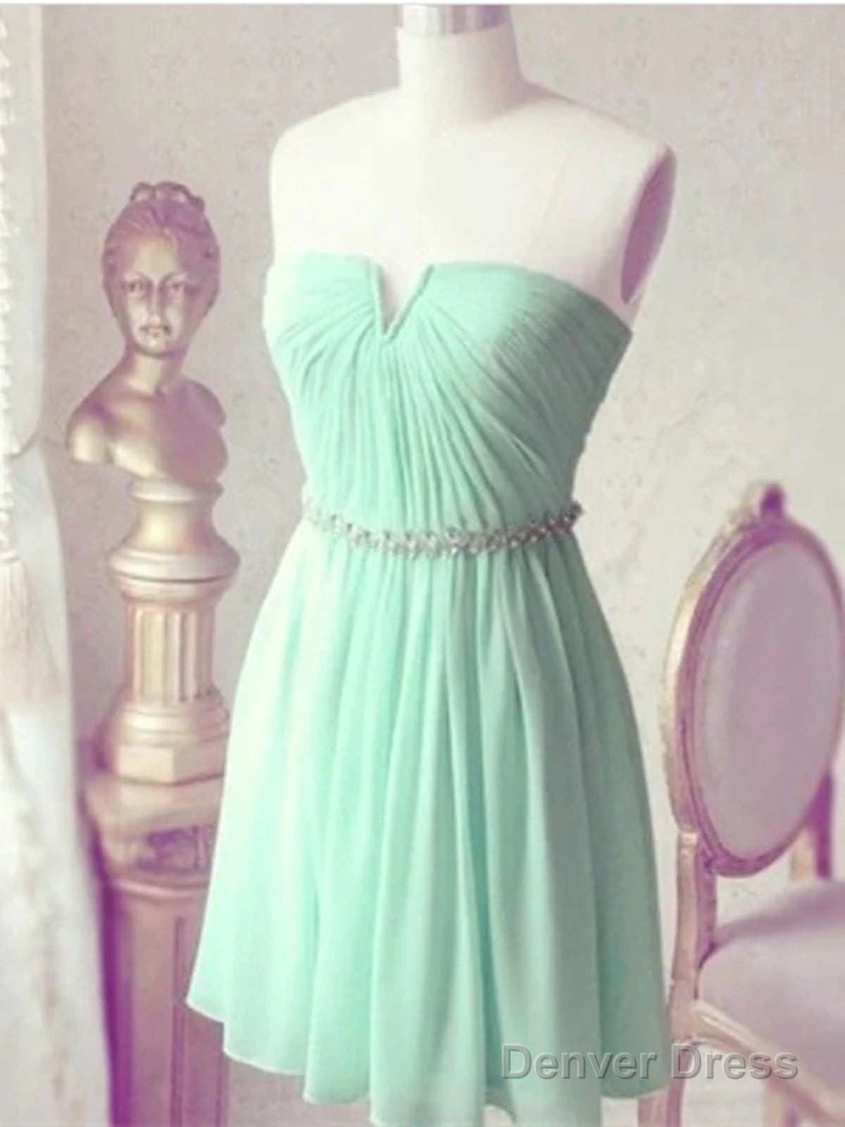 A Line Short Blue Prom Dress, Short Blue Homecoming Dress, Prom Dress, Short Blue Bridesmaid Dresses Main image