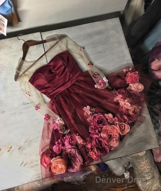 A-Line Short Floral Homecoming Dress