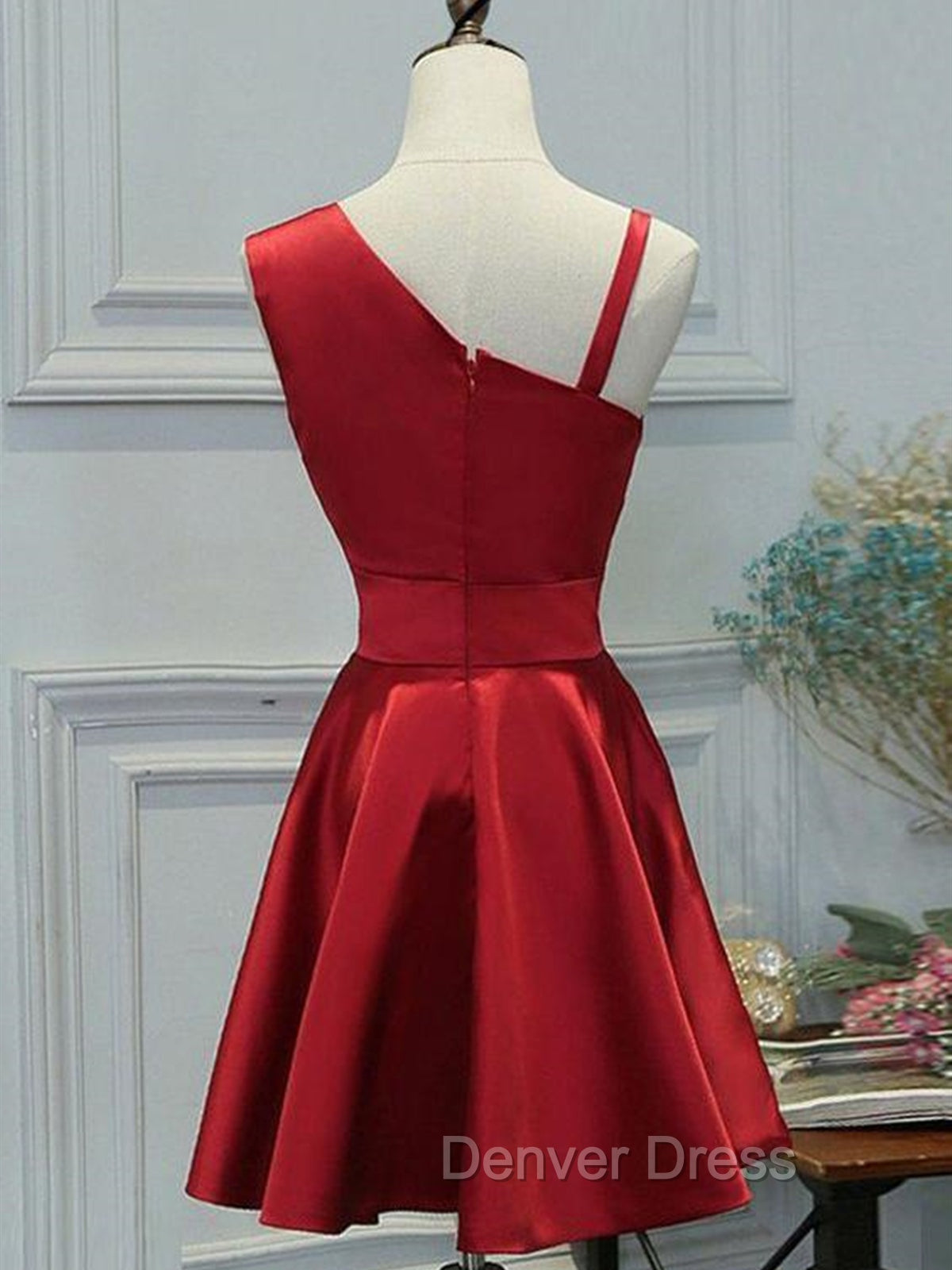 A Line Short Red Prom Dress, Short Red Graduation Homecoming Dresses Secondary image