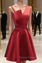 A Line Short Red Prom Dress, Short Red Graduation Homecoming Dresses