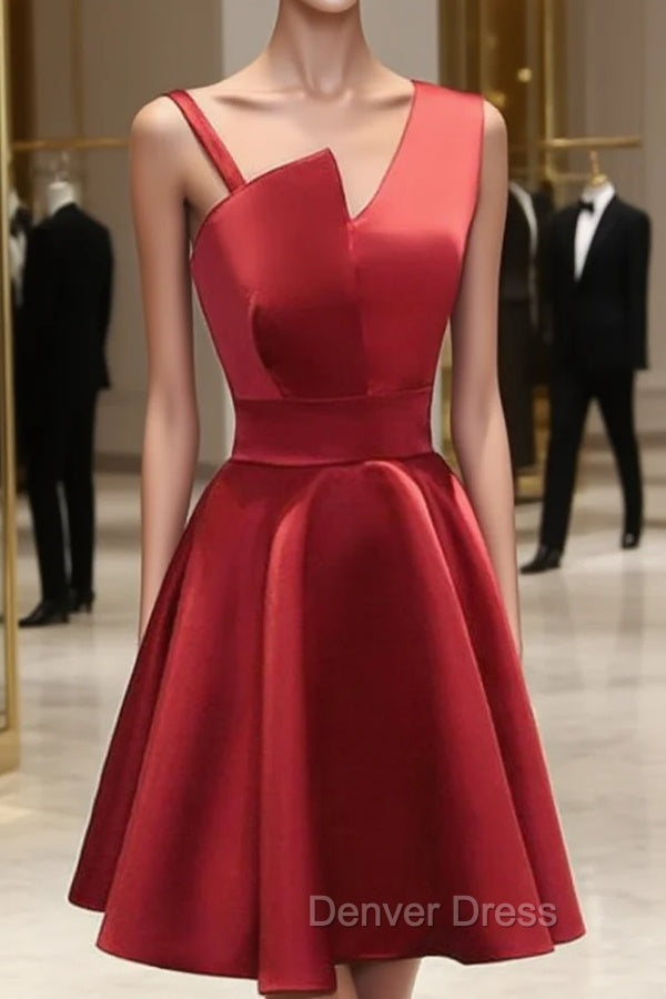 A Line Short Red Prom Dress, Short Red Graduation Homecoming Dresses