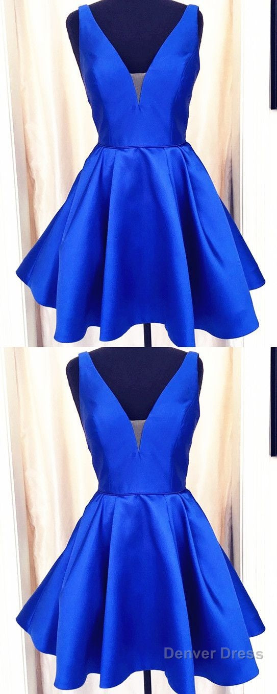 A-Line Short Satin Homecoming Dresses Main image