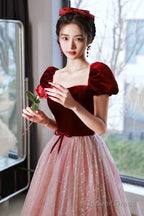 A-Line Short Tulle Floor Length Prom Dress, Lovely Pink Graduation Dress