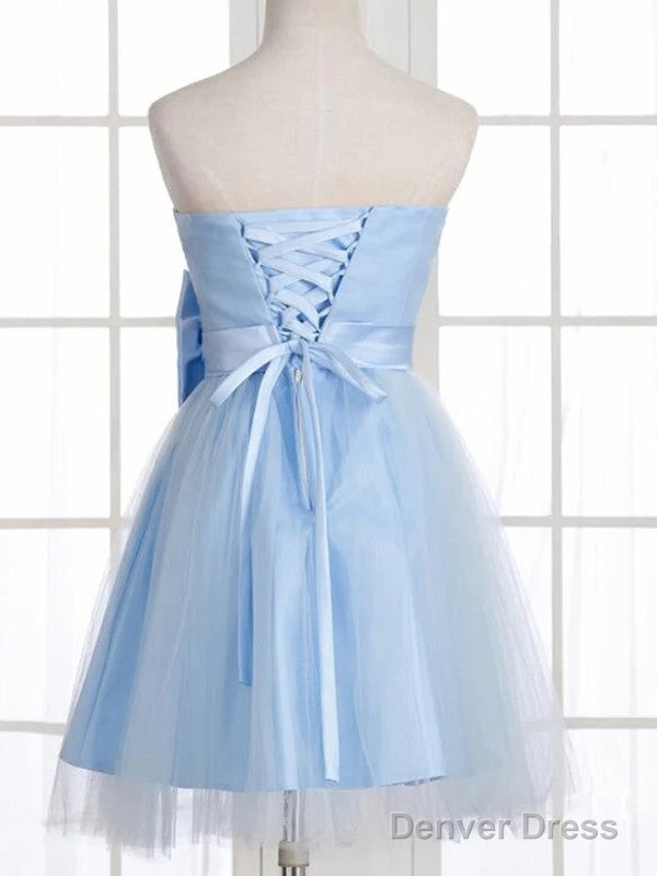 A-Line Skirt Princess Sheer Bow Sleeveless Short Homecoming Dress Main image