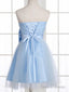 A Line Skirt Princess Sheer Bow Sleeveless Short Homecoming Dresses