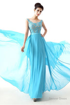 A Line Sleeves Chiffon Lace Backless Long Prom Dresses